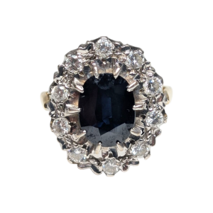 SOLD: 18ct Gold Sapphire and Diamond Cluster Ring