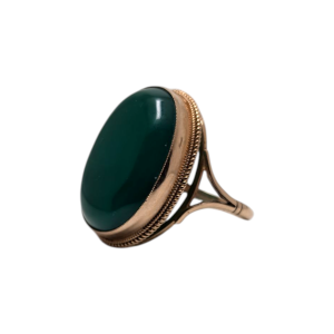 9ct Gold Chryoprase Cocktail Ring Size S