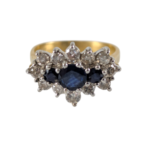 18ct Gold Sapphire and Diamond Cluster Ring