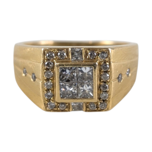 Mens 18ct Gold Diamond Signet Ring