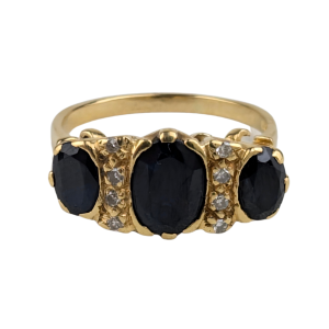 Antique Ornate 18ct Gold Sapphire and Diamond Ring