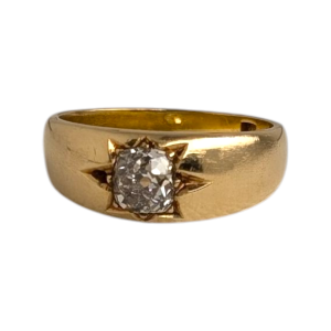 Victorian 18ct Gold Gypsy Ring Set With An Impressive Old Cut Diamond