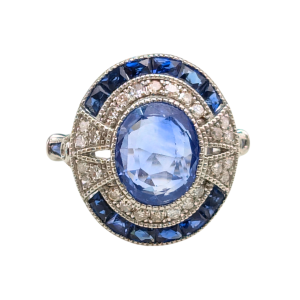 Platinum Ceylon Sapphire & Diamond Ring – 2.46ct Sapphire | 0.24ct Diamonds | Size N