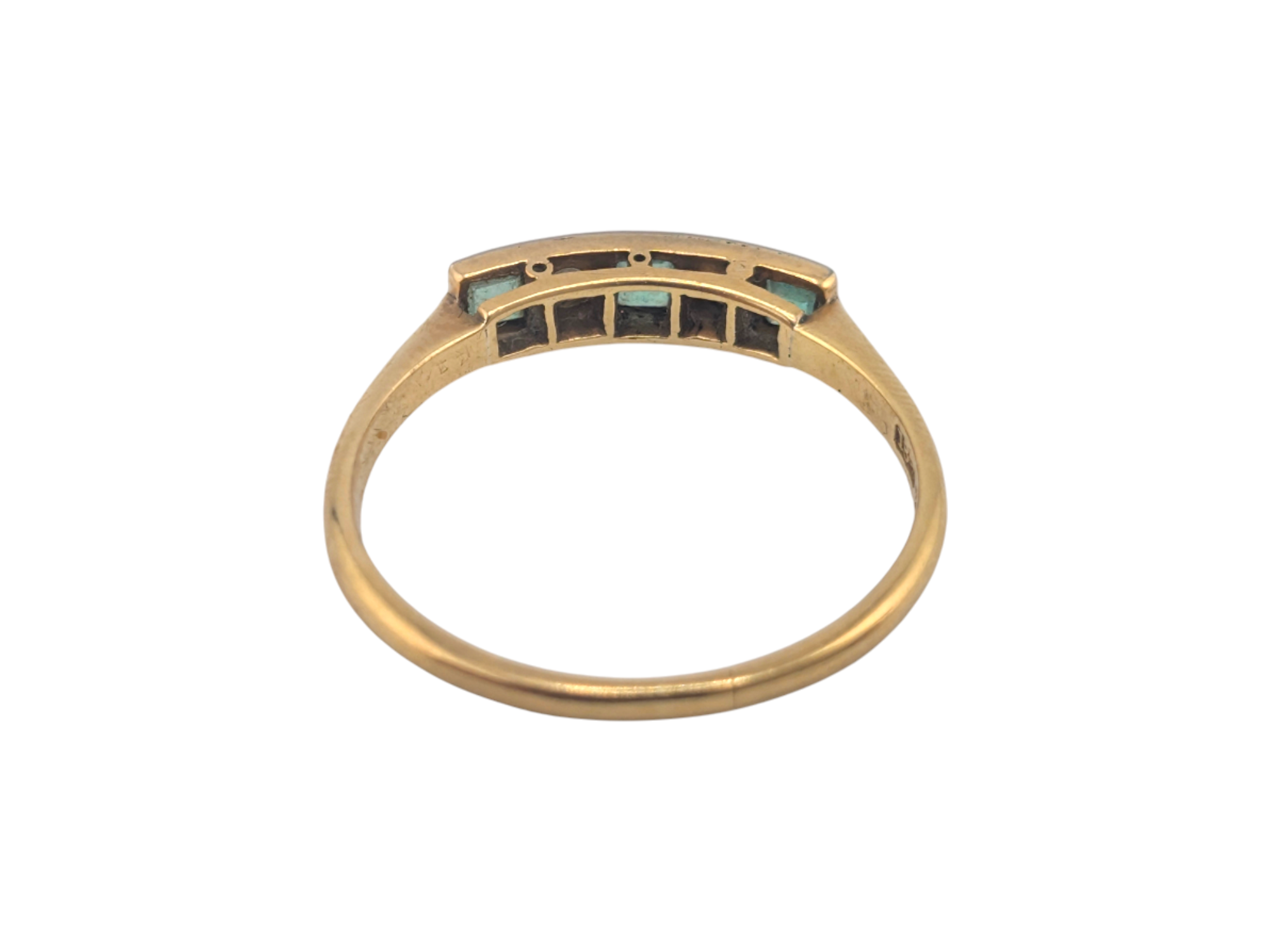 Art Deco 18ct Gold Diamond & Emerald Ring - Image 4