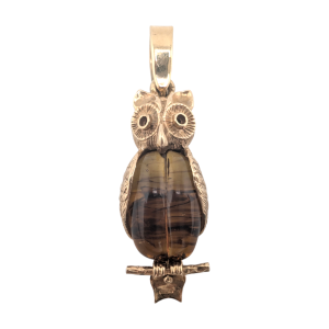Vintage 9ct '375' Gold Amber Owl Pendant