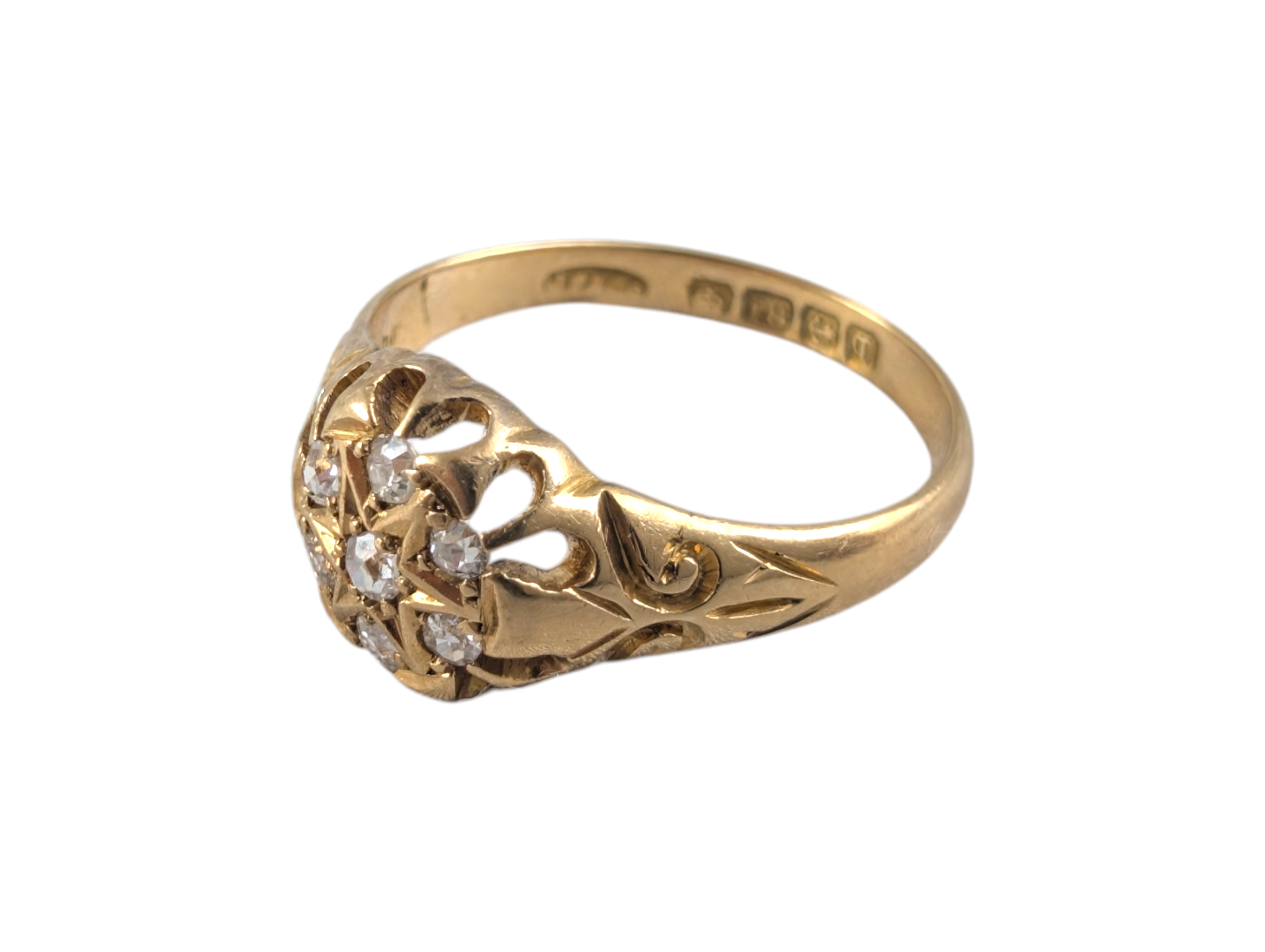 Edwardian 18ct Gold Old-Cut Diamond Star Cluster Ring (Birmingham 1915–1916) - Image 3