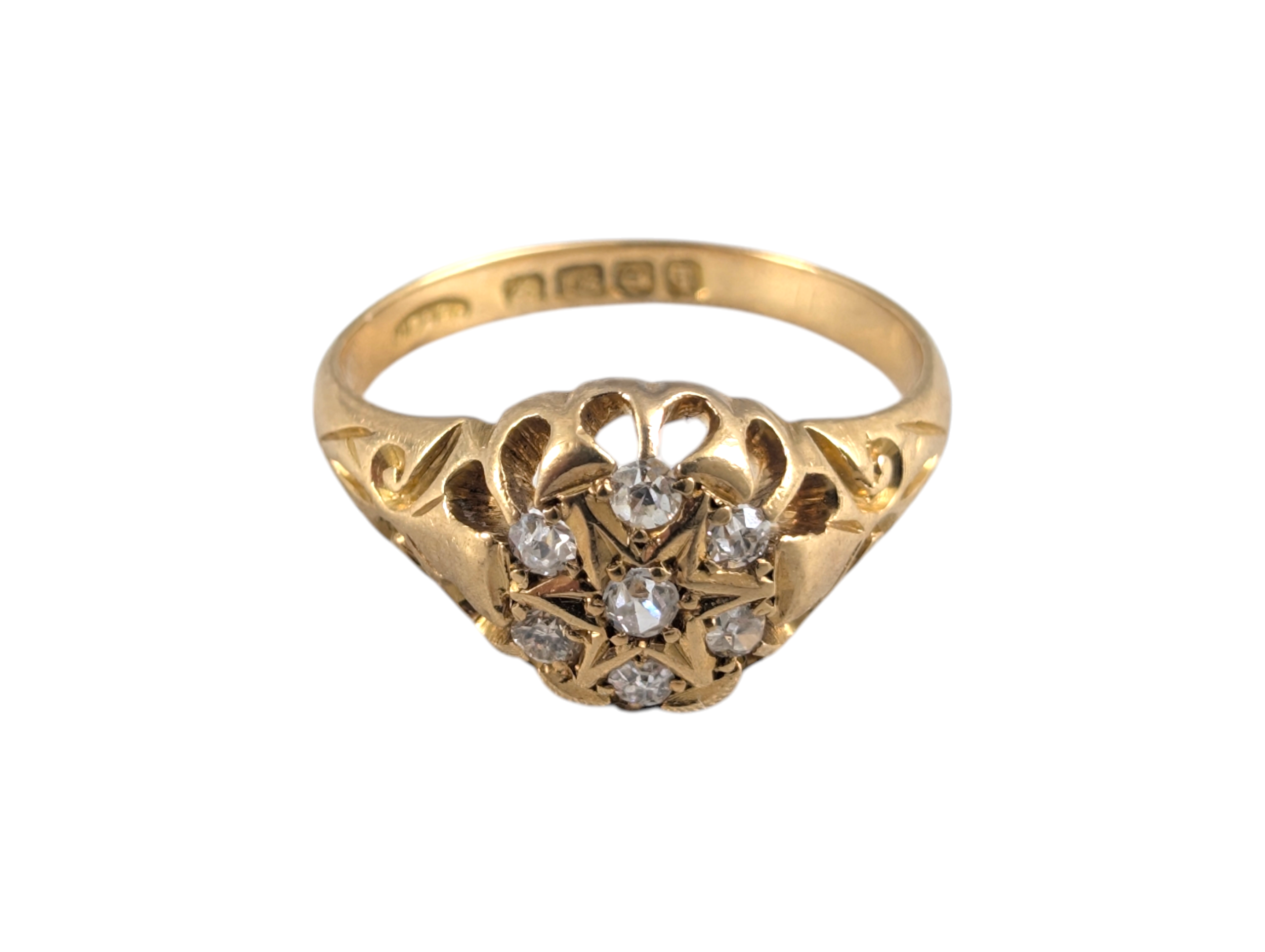 Edwardian 18ct Gold Old-Cut Diamond Star Cluster Ring (Birmingham 1915–1916)