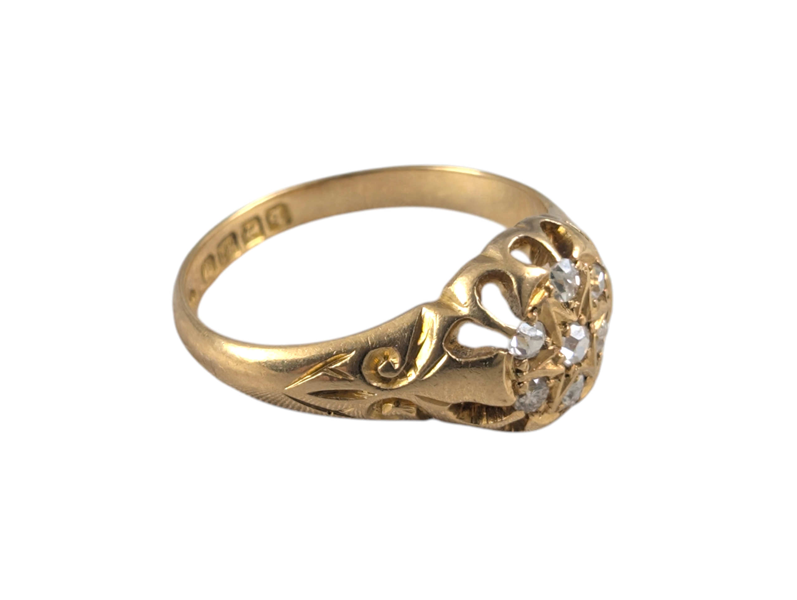 Edwardian 18ct Gold Old-Cut Diamond Star Cluster Ring (Birmingham 1915–1916) - Image 4
