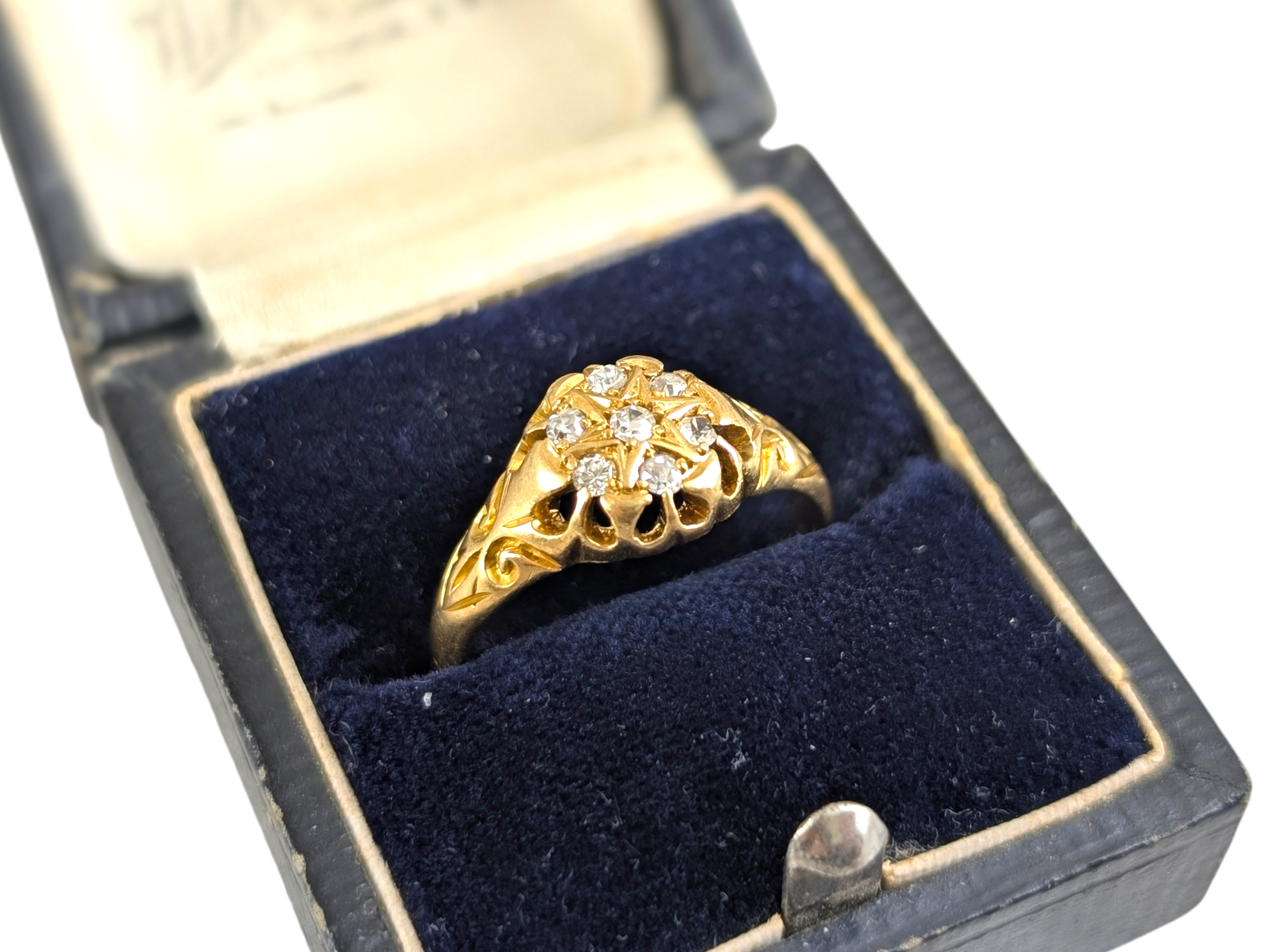 Edwardian 18ct Gold Old-Cut Diamond Star Cluster Ring (Birmingham 1915–1916) - Image 2