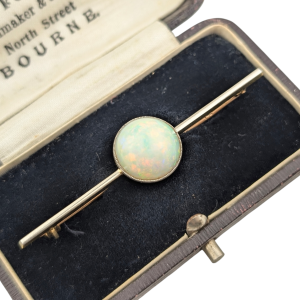 Antique 18ct Gold & Platinum Opal Bar Brooch