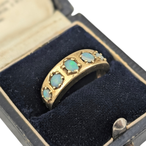 Vintage 9ct Gold Five-Stone Opal Ring
