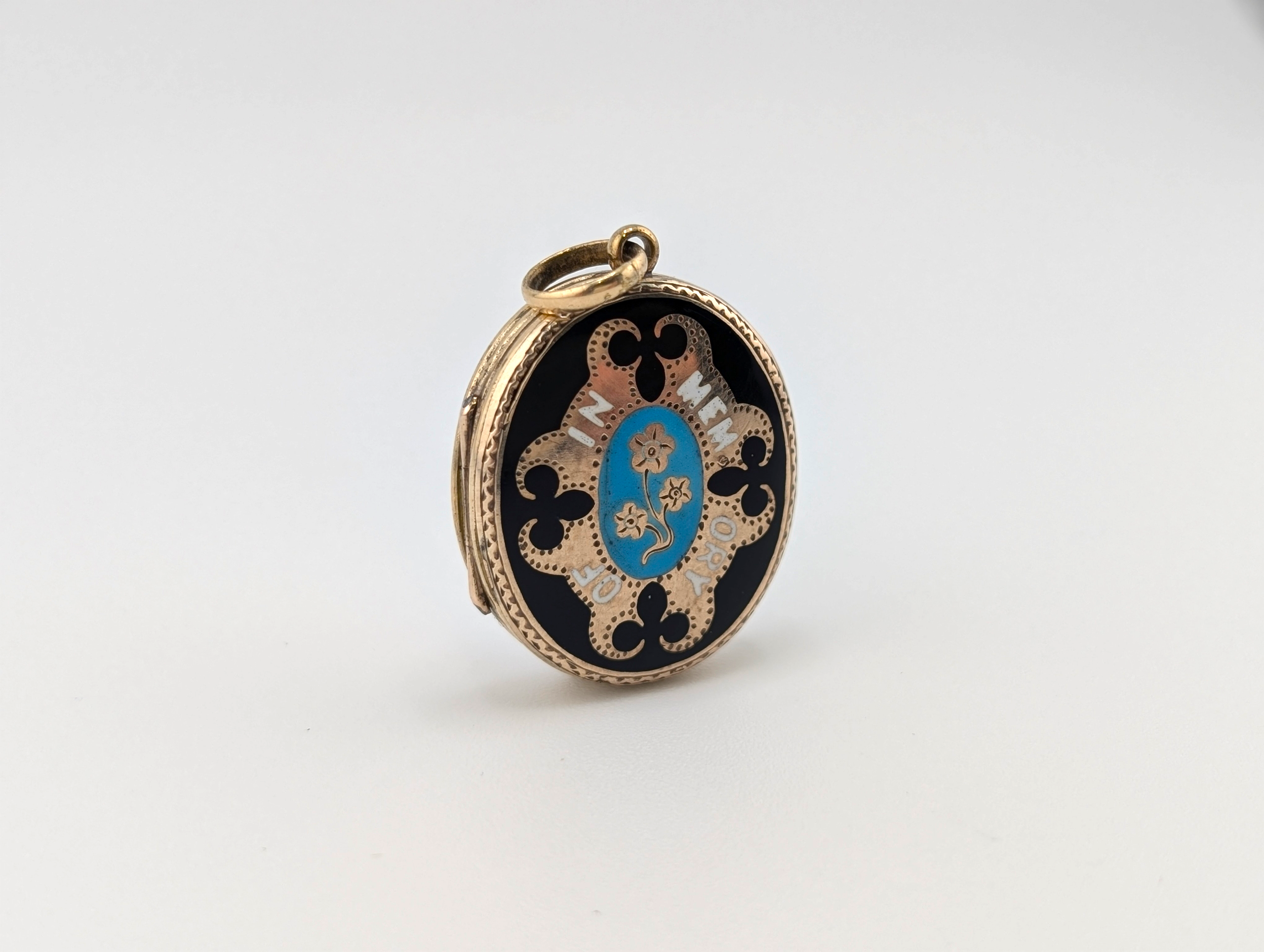 Victorian 9ct Gold B&F Enamel “In Memory Of” Mourning Locket Pendant - Image 2