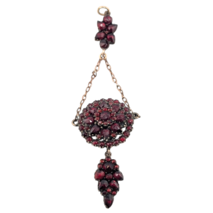 Late Georgian / Early Victorian Antique Bohemian Garnet Drop Pendant