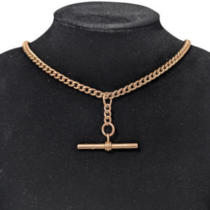 Victorian Antique 9ct Rose Gold Albert Chain with T-Bar – 32.2g
