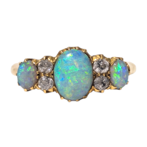 Edwardian 18ct Gold Opal & Diamond Ring – Birmingham 1902