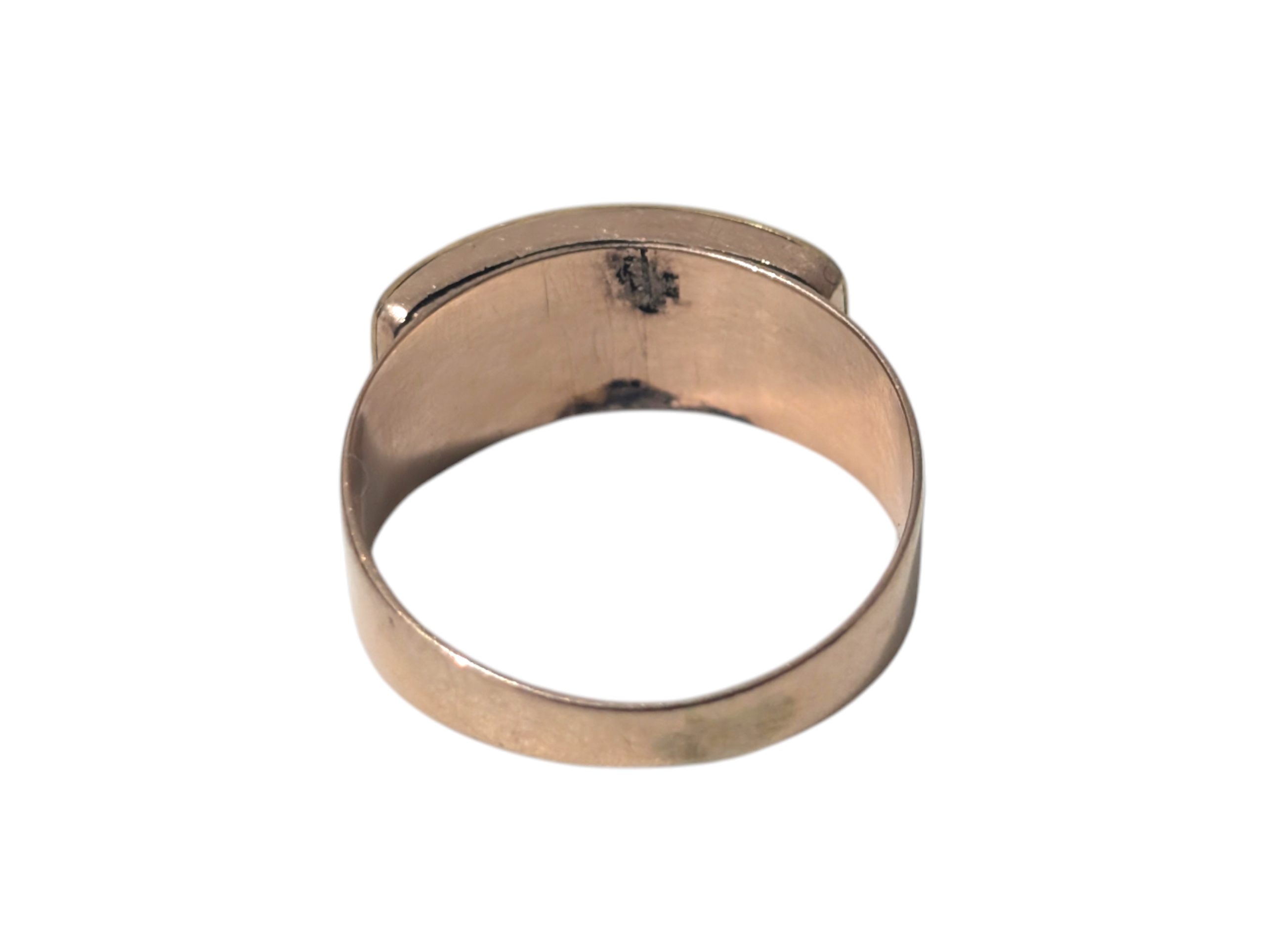 Georgian 9ct Rose Gold Mourning Ring with Enamel Inscription - Image 3