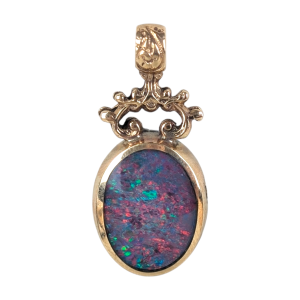 Vintage 9ct Gold Opal & Bloodstone Fob Pendant – Sheffield 1993