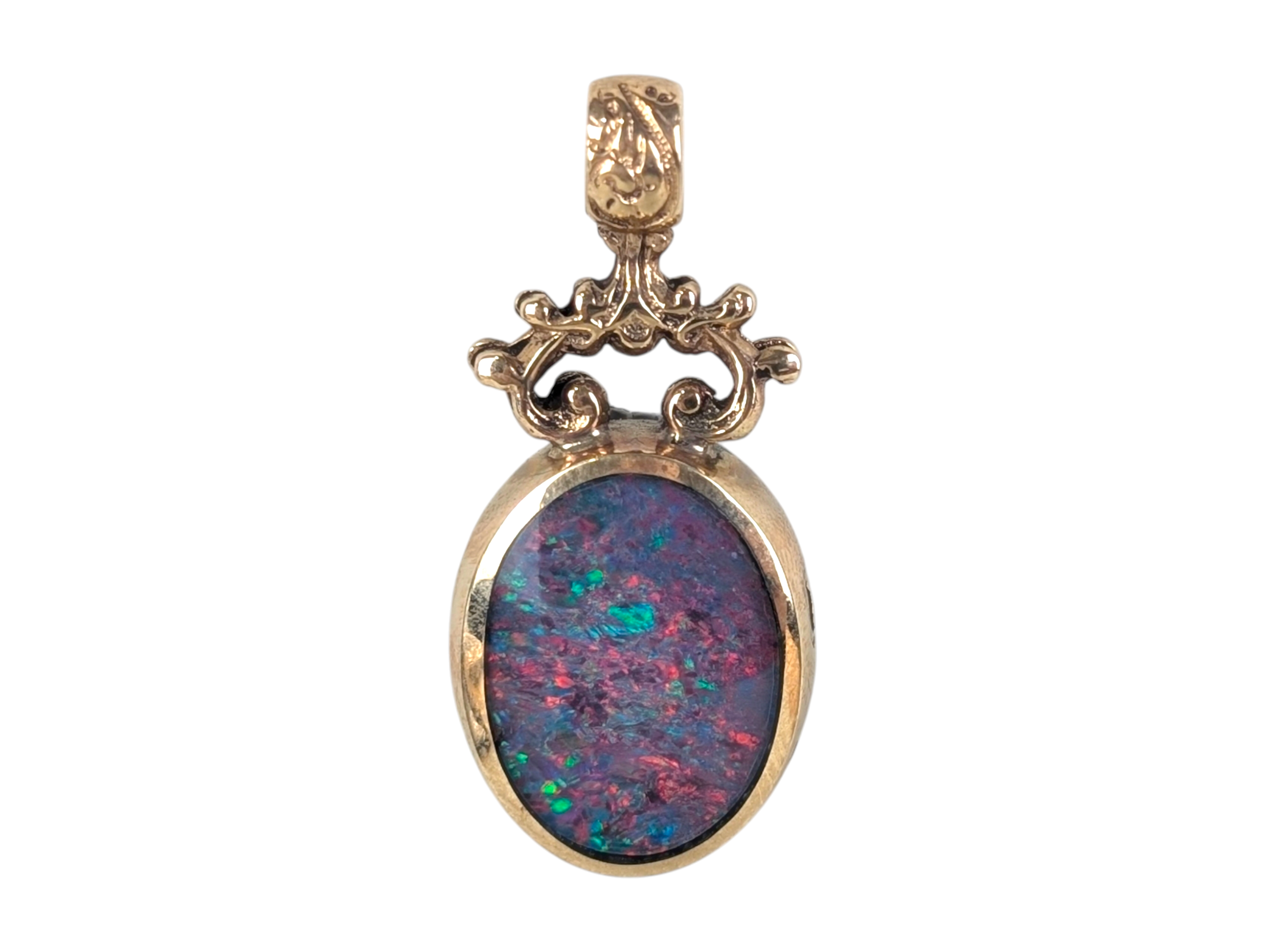 Vintage 9ct Gold Opal & Bloodstone Fob Pendant – Sheffield 1993