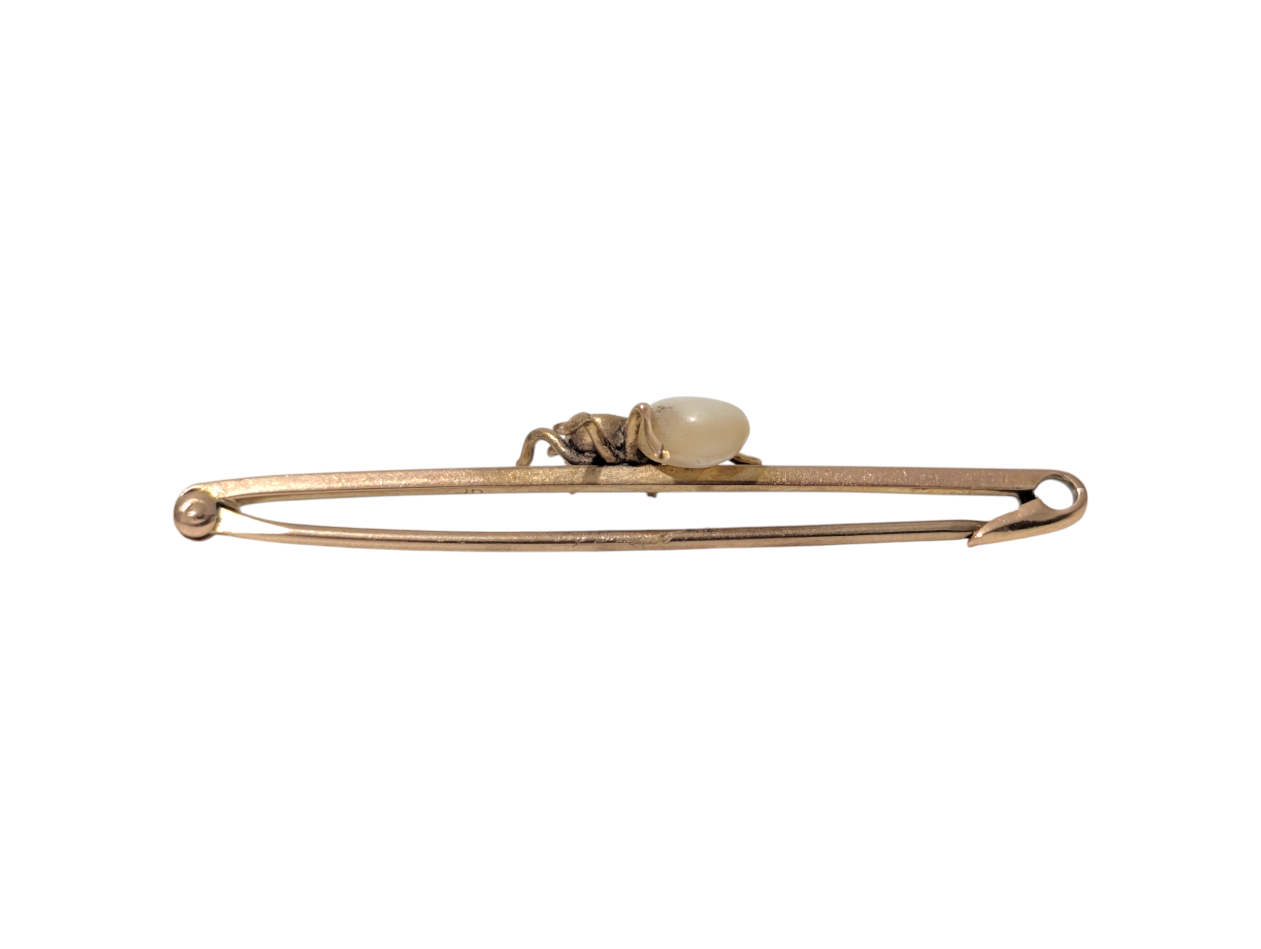 Edwardian 9ct Gold Spider Bar Brooch with Blue Topaz & Pearl - Image 2