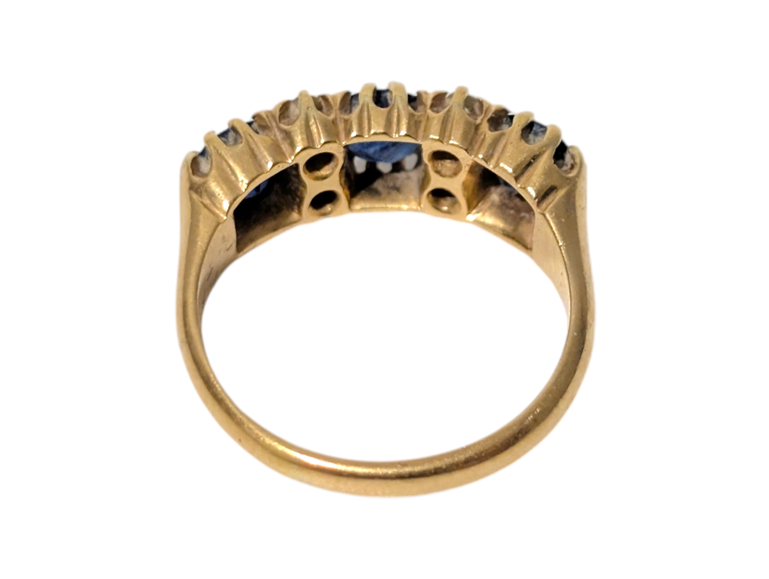 Edwardian 18ct Gold Sapphire & Old-Cut Diamond Ring – Hallmarked 1911 - Image 5