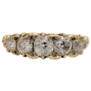 Victorian 18ct Gold Five-Stone Old Mine Cut Diamond Ring ~1.2ct