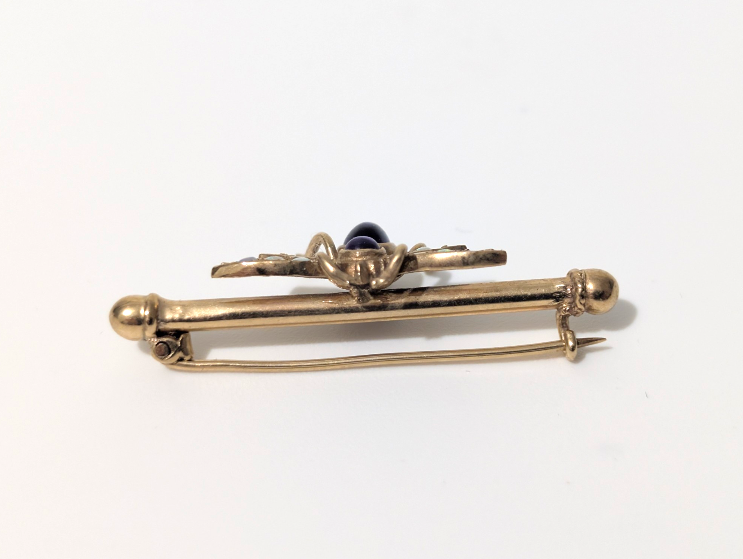 Antique 9ct Gold Opal & Amethyst Bee Brooch – Early 20th Century - Image 3