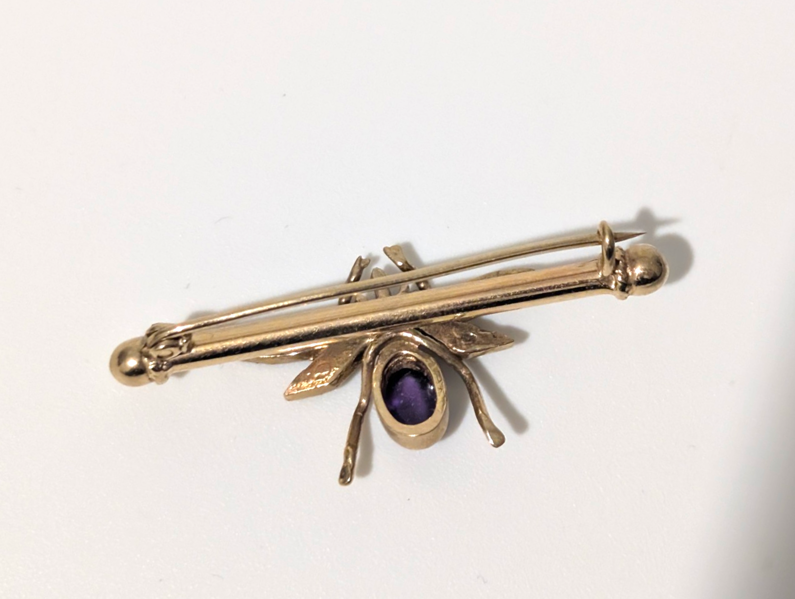 Antique 9ct Gold Opal & Amethyst Bee Brooch – Early 20th Century - Image 4