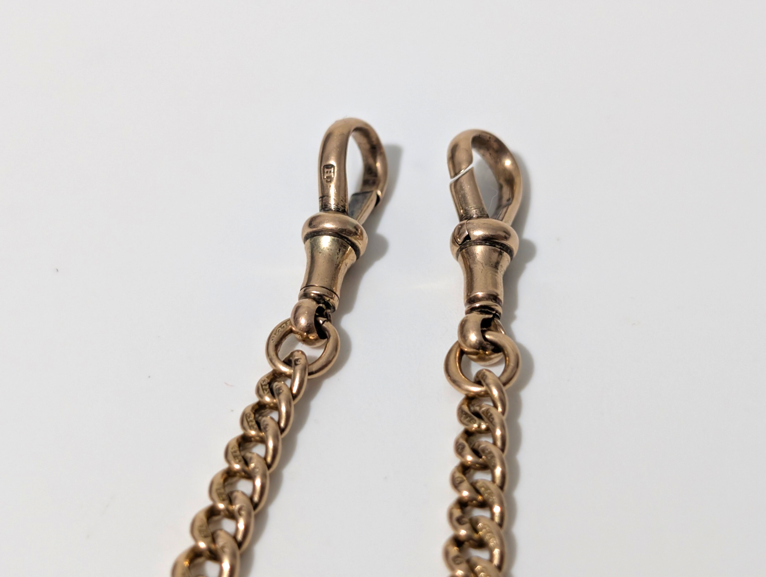 Edwardian 9ct Gold Graduated Albert Chain with Twin Dog Clasps - Image 5