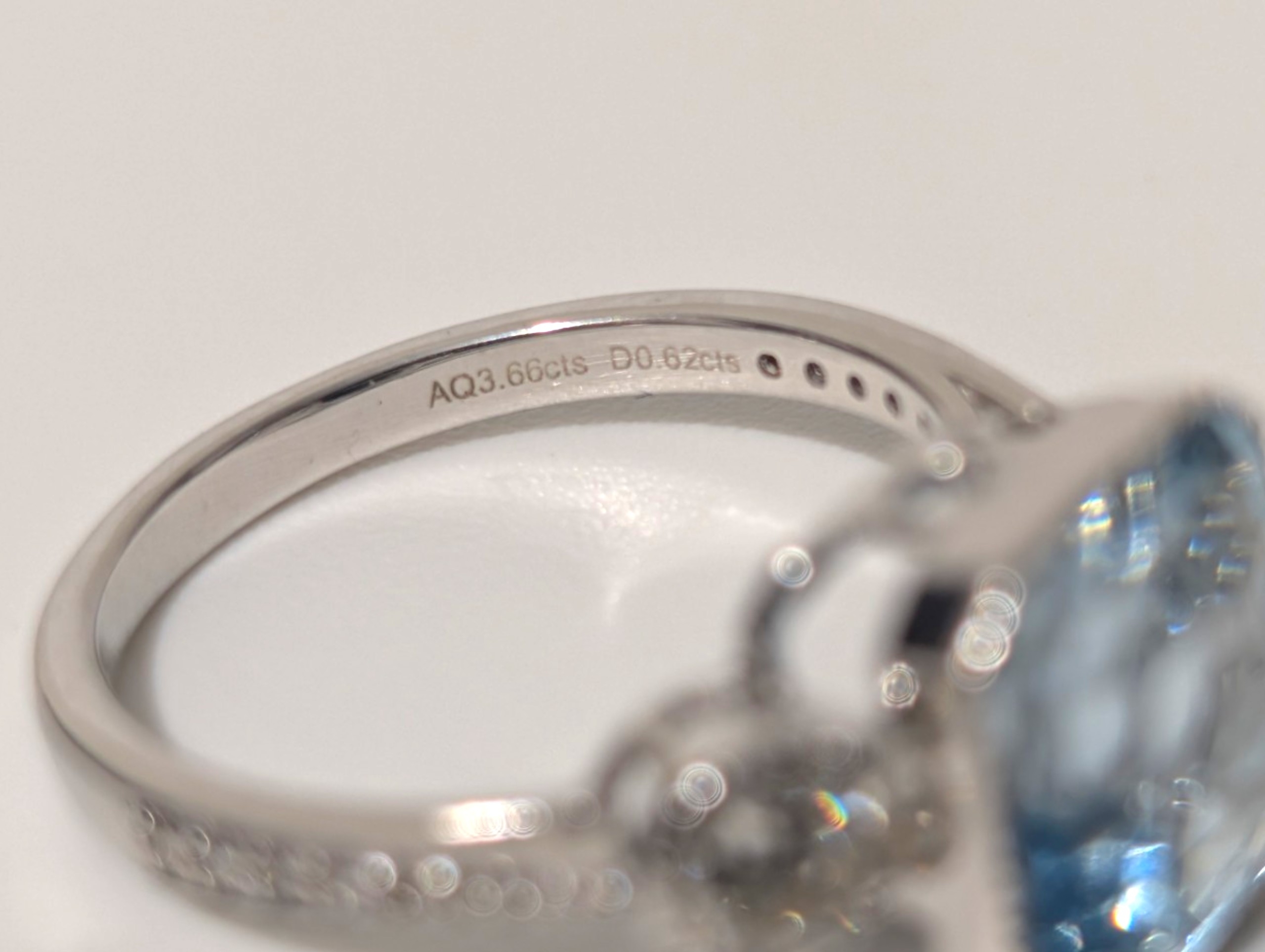 3.66ct Natural Aquamarine & Diamond 18ct White Gold Art Deco Style Ring - Image 7