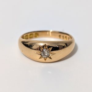 Edwardian 18ct Gold Old-Cut Diamond Gypsy Ring – Hallmarked 1901