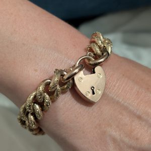 Antique Victorian / Edwardian 9ct Rose Gold Curb Link Bracelet