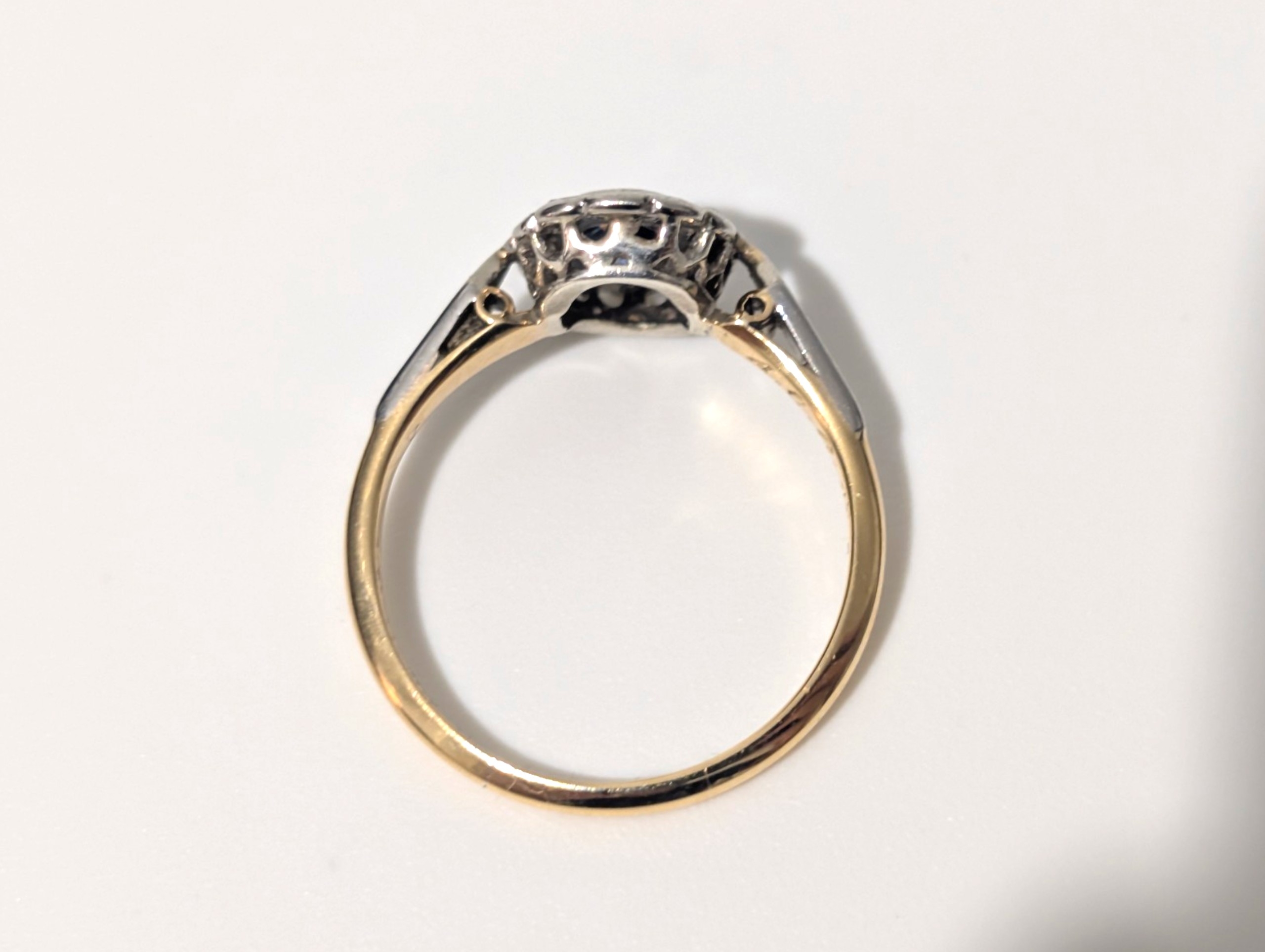 Edwardian / Early Art Deco 18ct Gold Sapphire & Diamond Cluster Ring - Image 4