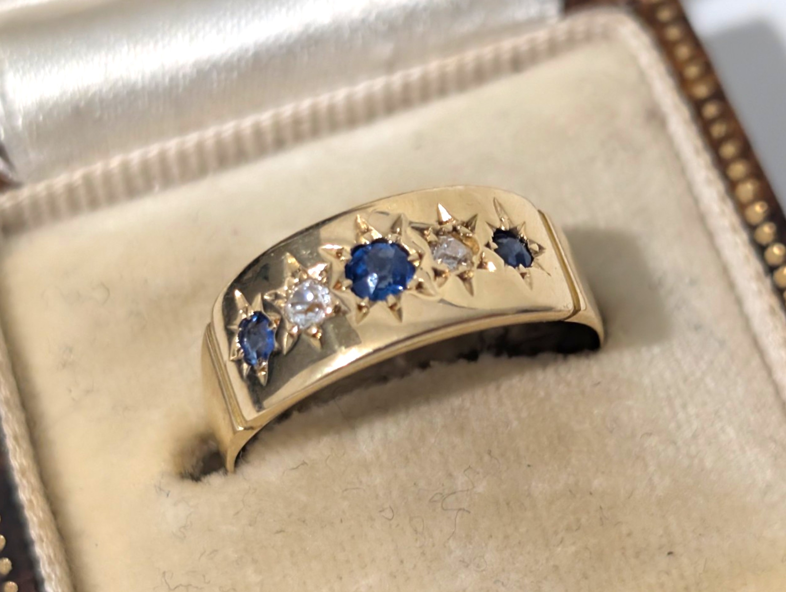 Victorian 18ct Gold Sapphire & Diamond Gypsy Ring – Chester 1891/92 - Image 2