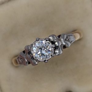 Antique Art Deco 18ct Gold & Platinum Old Cut Diamond Solitaire Ring
