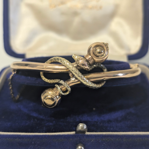 Antique Victorian / Edwardian 9ct Gold Double Snake Bangle