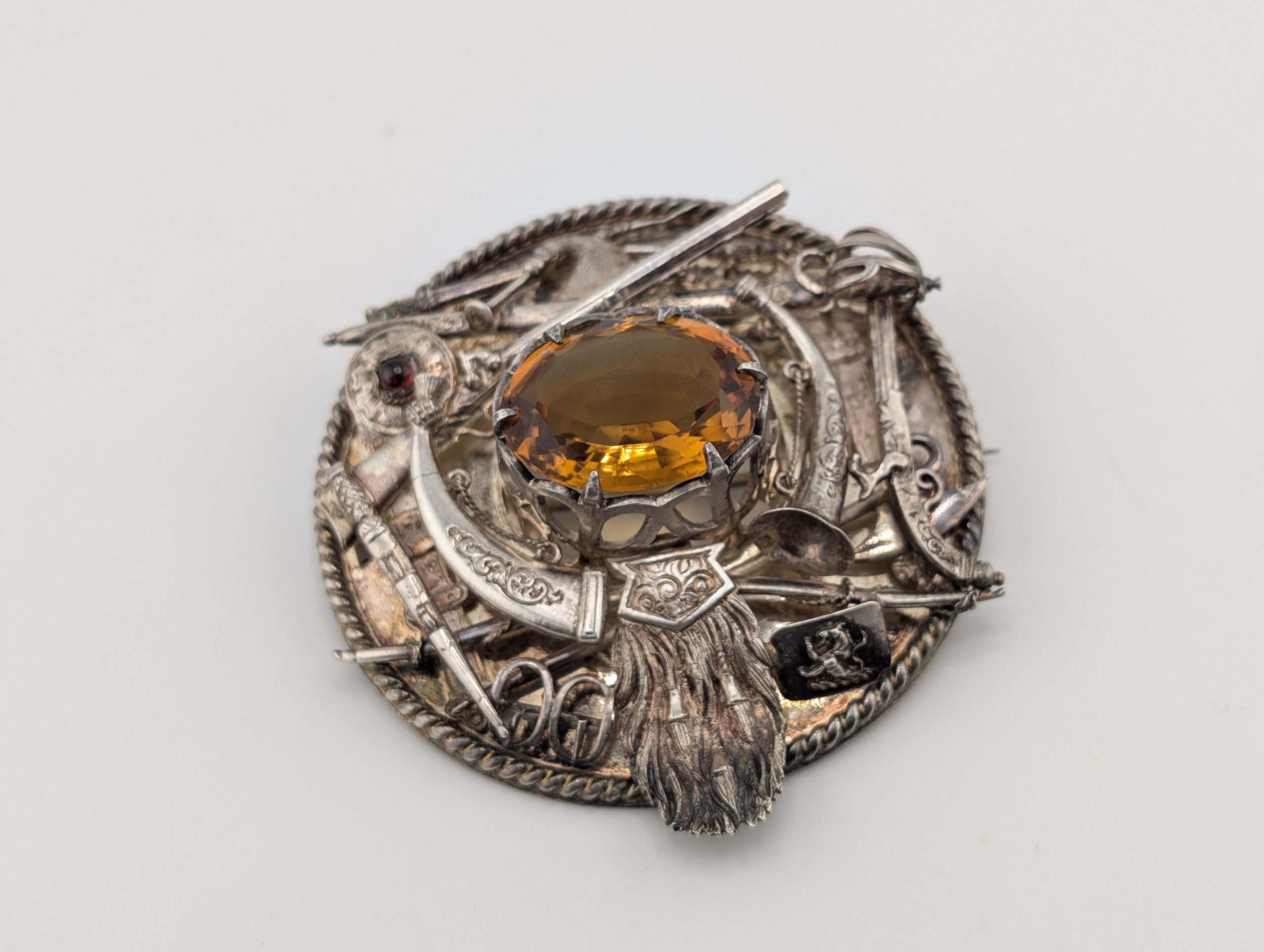 Antique Scottish Sterling Silver Highland Regalia Cairngorm Brooch - Image 2