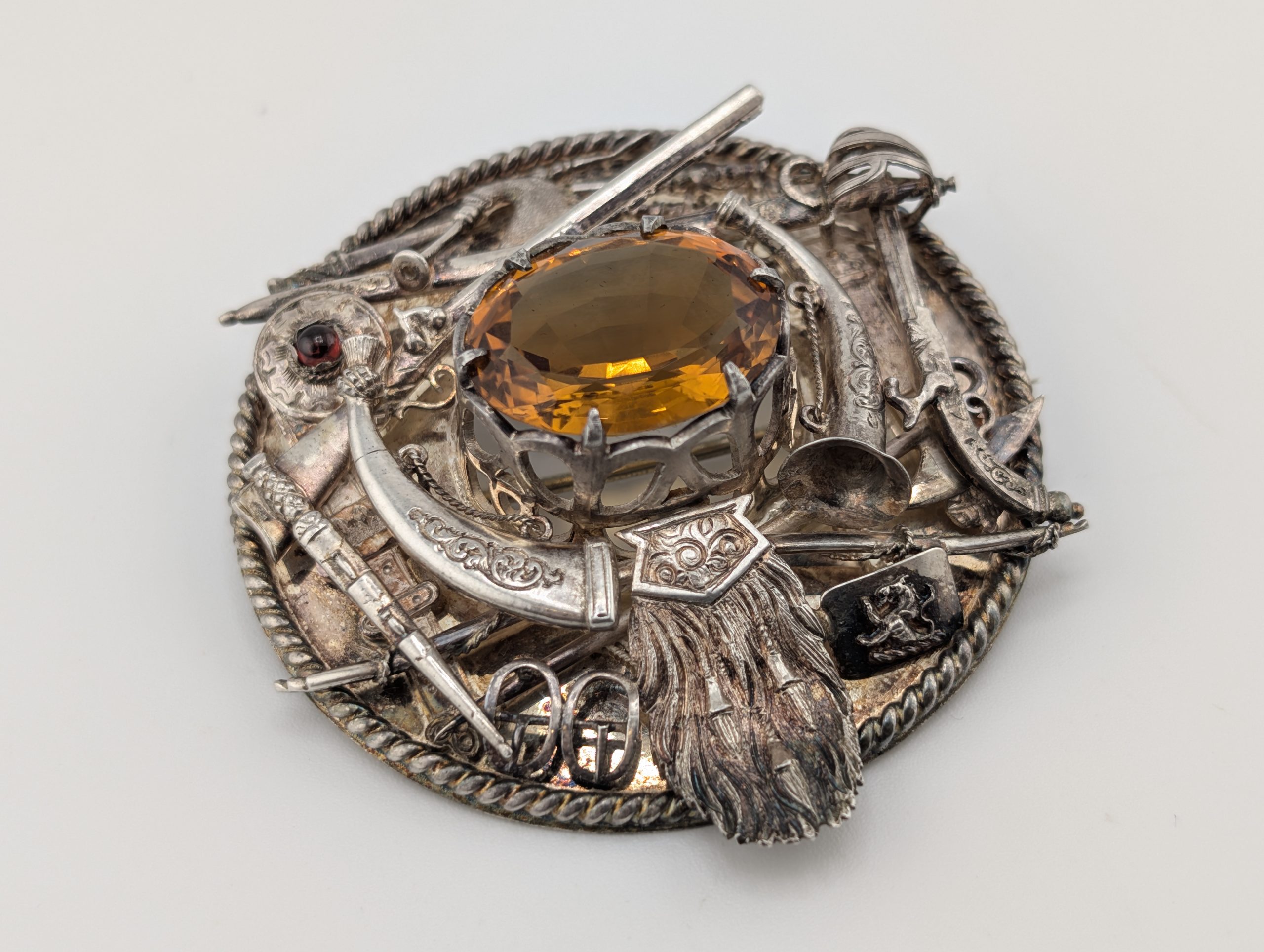 Antique Scottish Sterling Silver Highland Regalia Cairngorm Brooch - Image 3