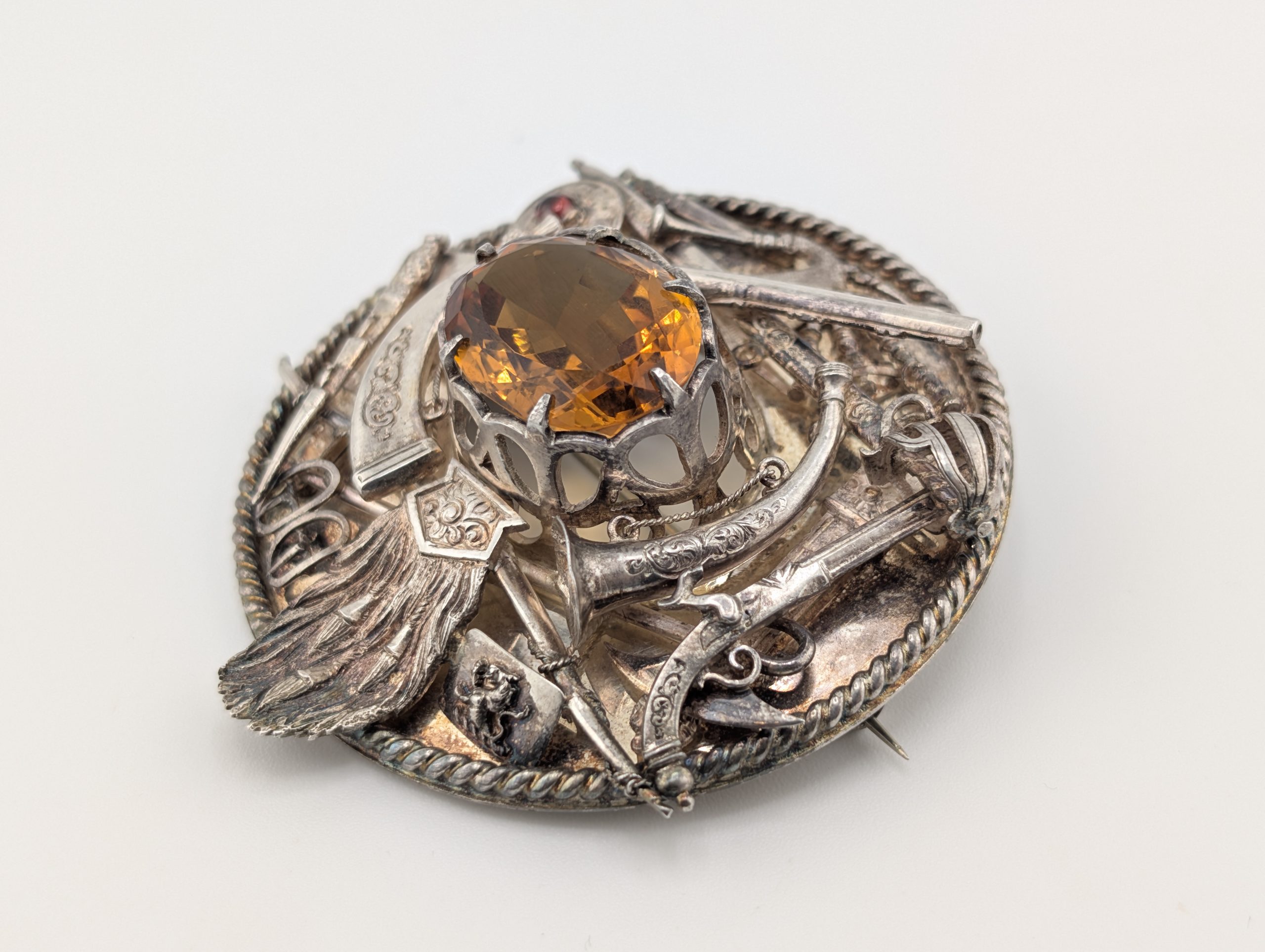 Antique Scottish Sterling Silver Highland Regalia Cairngorm Brooch - Image 5