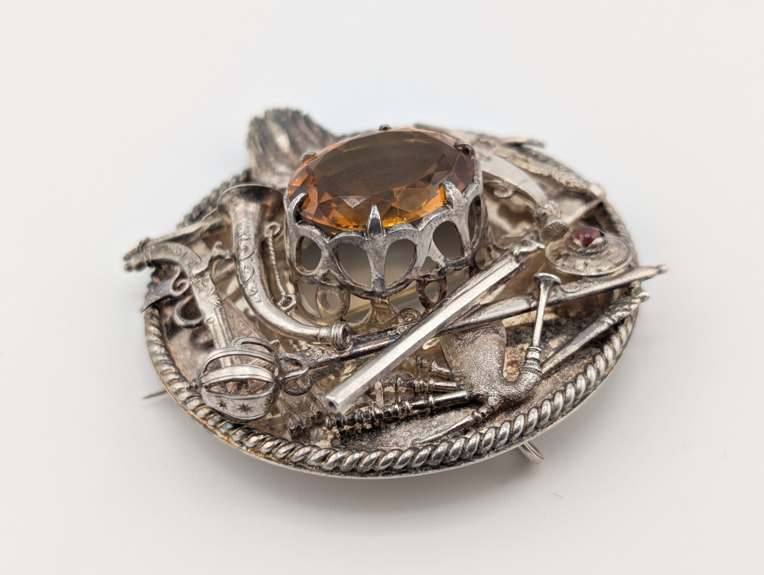Antique Scottish Sterling Silver Highland Regalia Cairngorm Brooch - Image 6