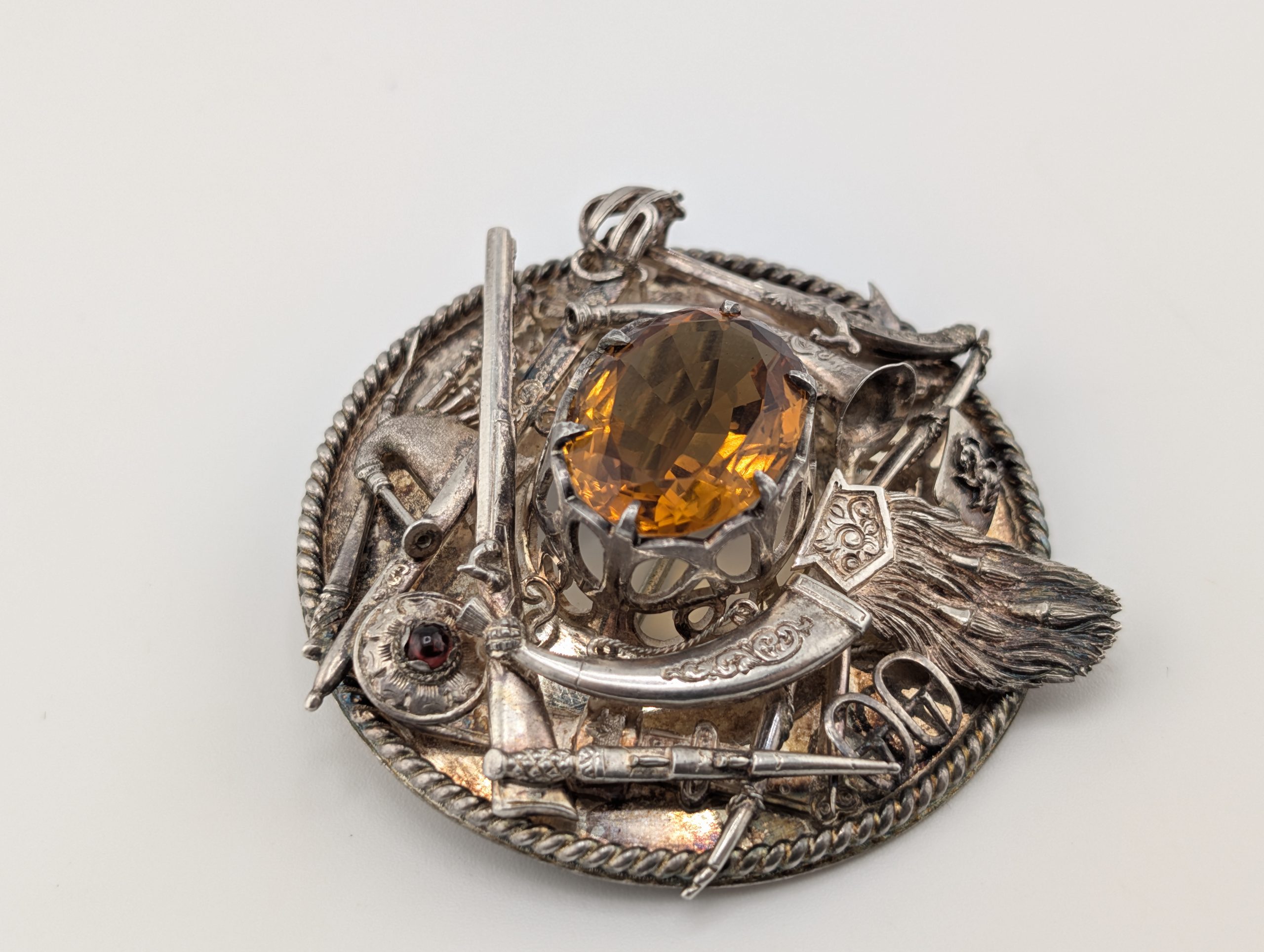 Antique Scottish Sterling Silver Highland Regalia Cairngorm Brooch - Image 7