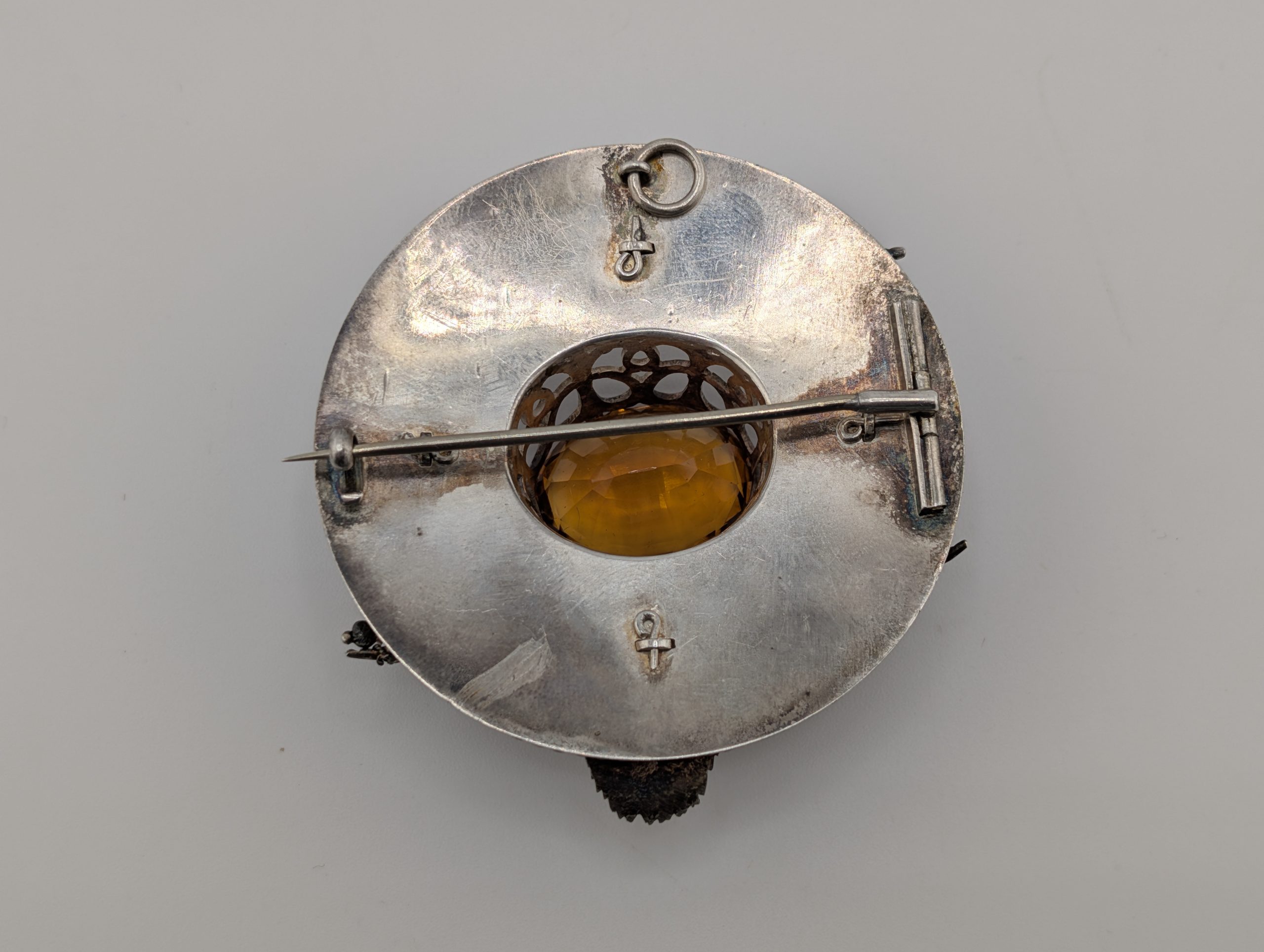 Antique Scottish Sterling Silver Highland Regalia Cairngorm Brooch - Image 8